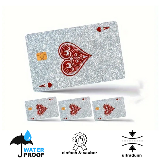 Poker Ass Rot Glitzer Bankkartenhülle/ Skin/ Aufkleber/ Cardskin