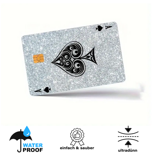 Poker Ass Schwarz Glitzer Bankkartenhülle/ Skin/ Aufkleber/ Cardskin