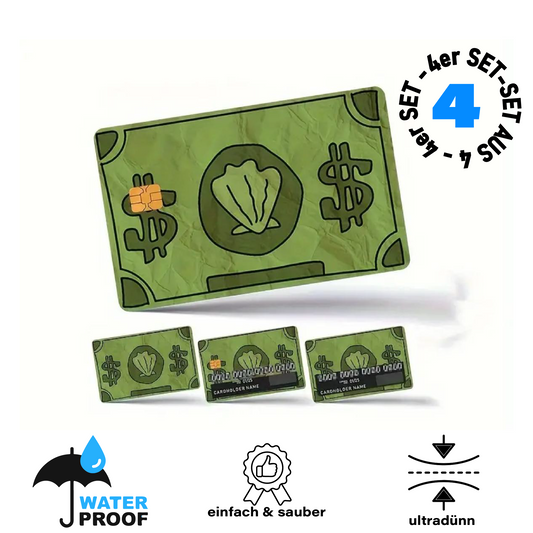 Grüner Dollar Style 4er Set Bankkartenhülle/ Skin/ Aufkleber/ Cardskin