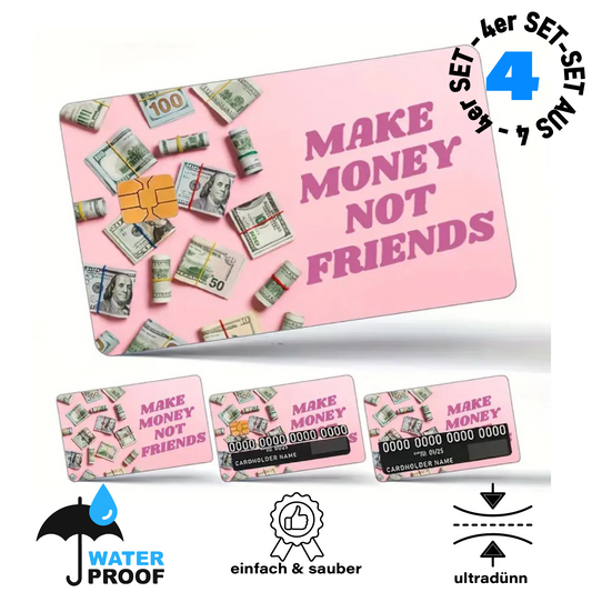 Make Money not Friends in Pink Style 4er Set Bankkartenhülle/ Skin/ Aufkleber/ Cardskin